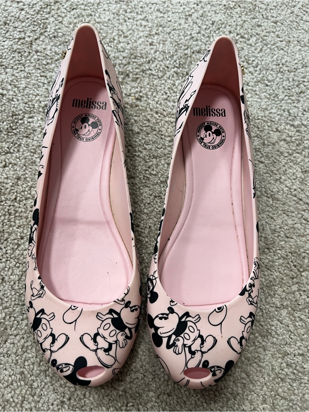 Melissa X Disney Mickey Ultragirl Pink Jellies Jelly Flats Womens’ Sz 9 Peep Toe